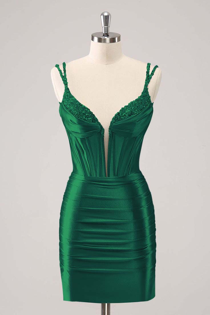 Spaghetti Strap Sleeveless Short Homecoming Dress With Beading HC0143