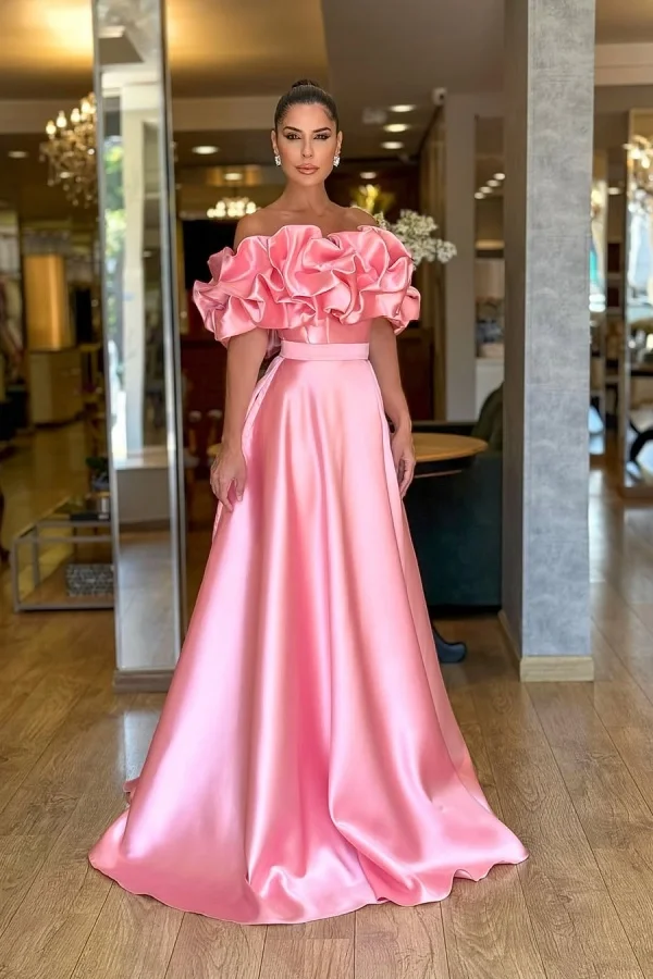 Off the Shoulder Sleeveless A Line Long Prom Dress With Pleated ZT0470