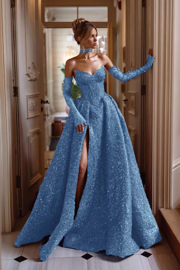 Luxurious Gorgeous Burgundy Split Beaded Prom Dress With Sleeves And Scarf ZT0207