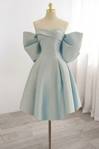 Strapless Sleeveless Short Homecoming Dress With Bowknot Pleated HC0177
