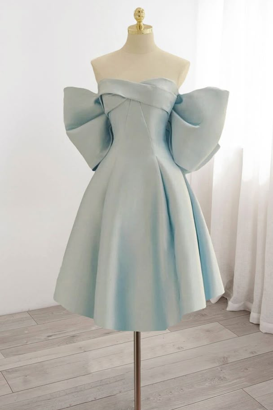 Strapless Sleeveless Short Homecoming Dress With Bowknot Pleated HC0177