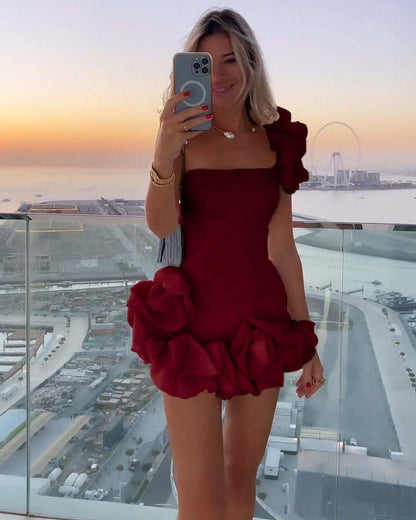 White One shoulder Sleeveless Short Homecoming Dress With Ruffles HC0134