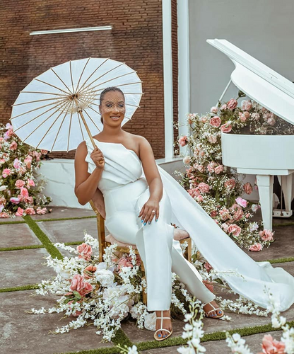 Beautiful White Jumpsuit Evening Dress | Zelldresses