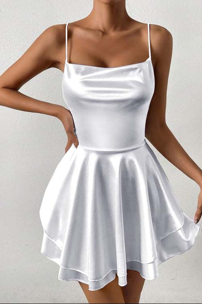 Sleeveless Spaghetti Strap Short Homecoming Dress With Ruffles HC0138