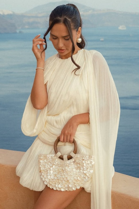 Classic Ivory Sleeveless Homecoming Dress Mini A-Line Pleated CY0258