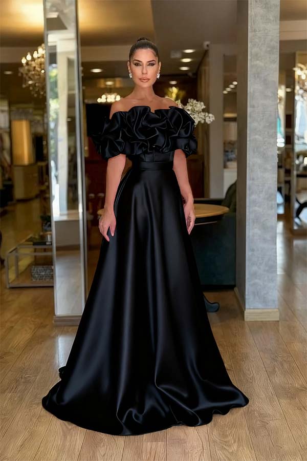 Off the Shoulder Sleeveless A Line Long Prom Dress With Pleated ZT0470