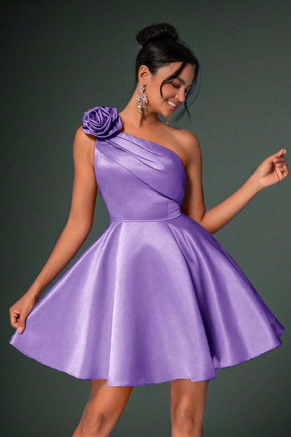 One Shoulder Sleeveless Short A Line Homecoming Dress With Pleated HC0183