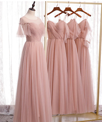 Elegant Pink Sweetheart A-Line Tulle Party Dress Evening Gown Bridesmaid Dress TP4292