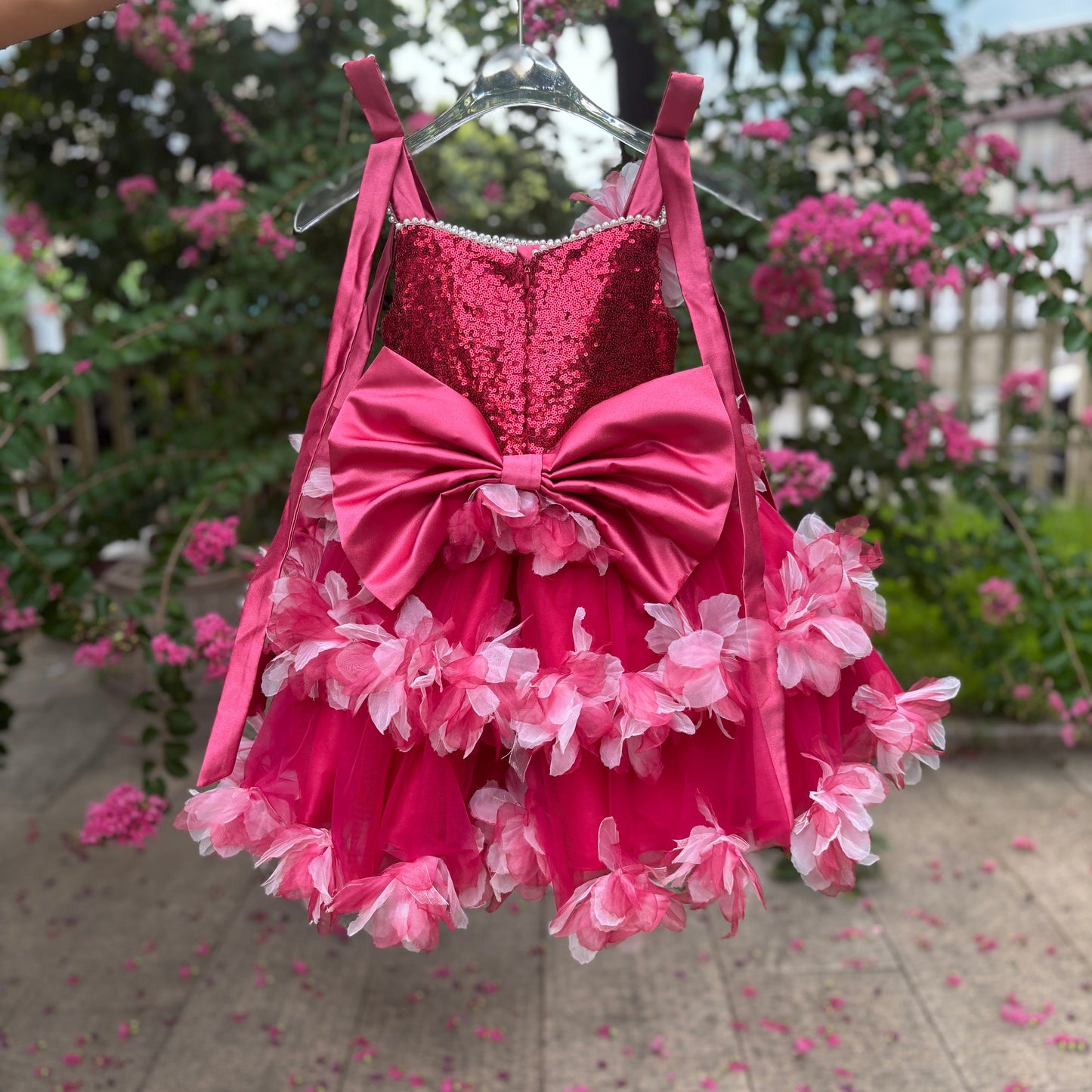 Luxury Knee Length Flower Girl Dress For Birthday Party Gown J428