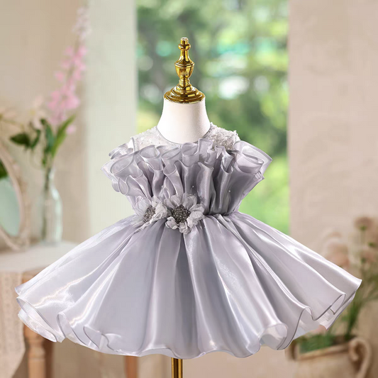 Flower Girl Dress with Appliqué and Tulle Skirt J568