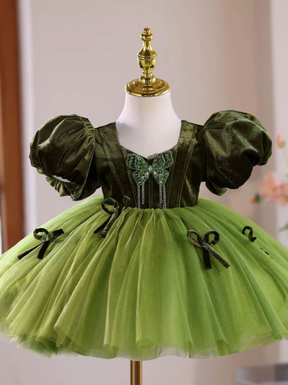 Charming Green Princess Dress for Girls Birthday Party J441