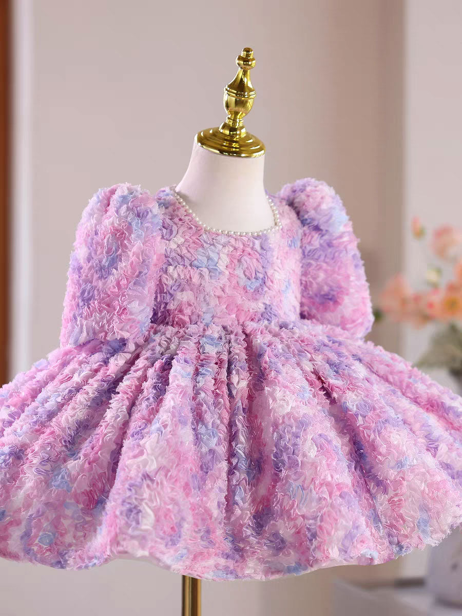 Lilac Princess Lace Flower Girl Dress for Birthday and Wedding J587