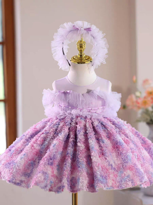 Lilac Flower Girl Dress for Toddler Princess 1st Birthday Party J515