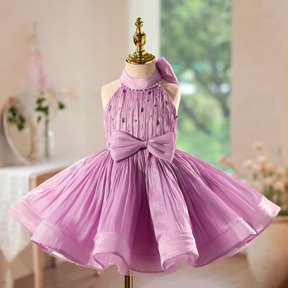 Elegant Lilac Flower Girl Dress Tulle Skirt Birthday Wedding D142