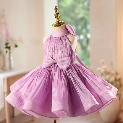 Elegant Lilac Flower Girl Dress Tulle Skirt Birthday Wedding D142