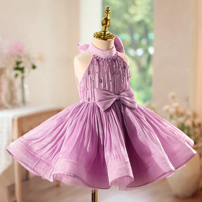 Elegant Lilac Flower Girl Dress Tulle Skirt Birthday Wedding D142