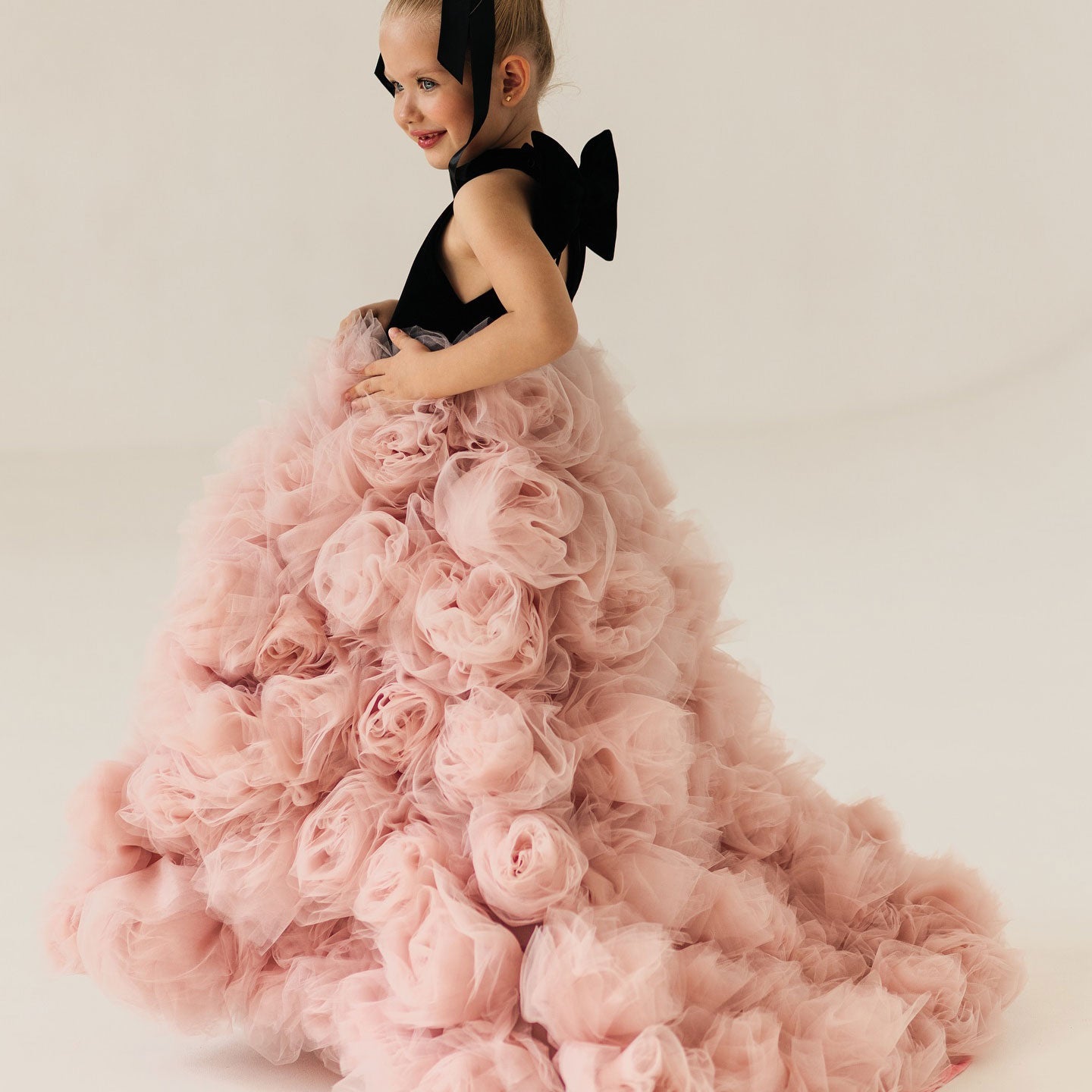 Pink Flower Girl Dress for Birthday Wedding Party Photoshoot J583