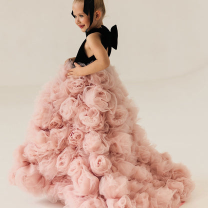 Pink Flower Girl Dress for Birthday Wedding Party Photoshoot J583