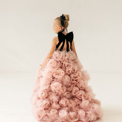 Pink Flower Girl Dress for Birthday Wedding Party Photoshoot J583