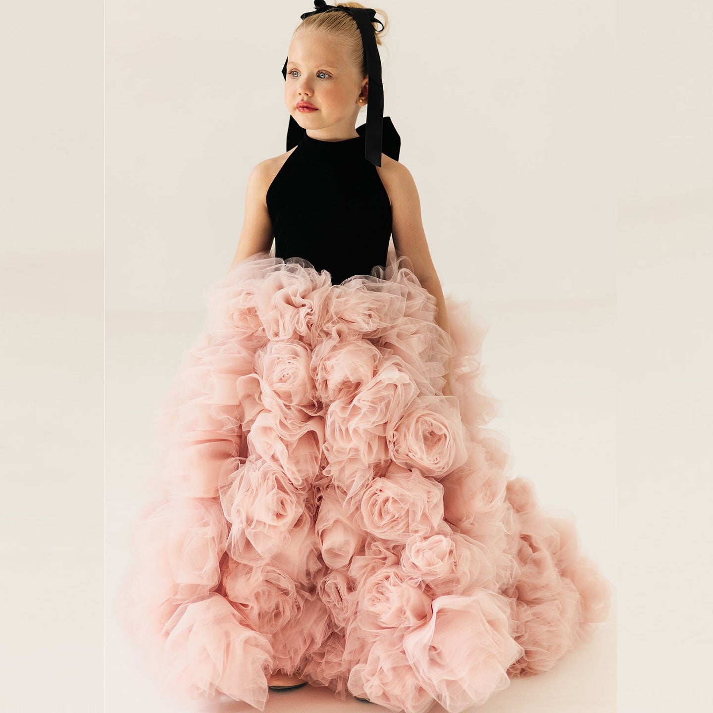Pink Flower Girl Dress for Birthday Wedding Party Photoshoot J583