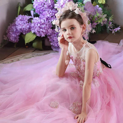 Elegant Beaded Flower Girl Dress for Weddings Birthdays Pageants J147