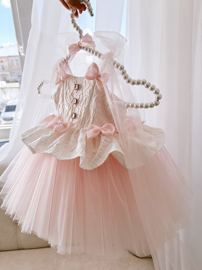 Pink Flower Girl Dress for Toddler Birthday Wedding Party D114