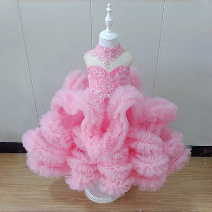Princess Flowers Girl Dress with Kids Birthday Pageant Gown J512
