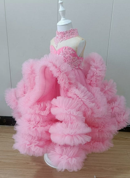 Princess Flowers Girl Dress with Kids Birthday Pageant Gown J512