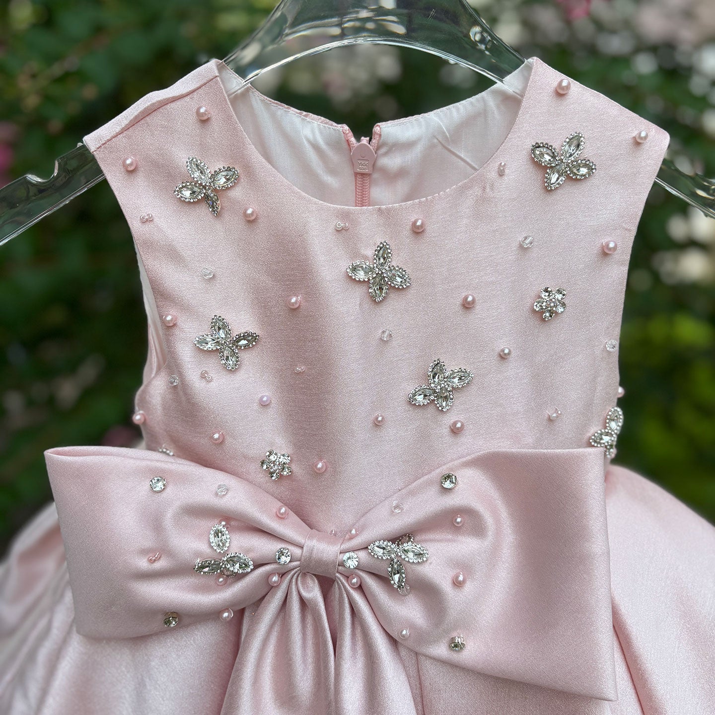 Sweet Pink Birthday Party Dress with Embroidery Flower Girl Dress D140