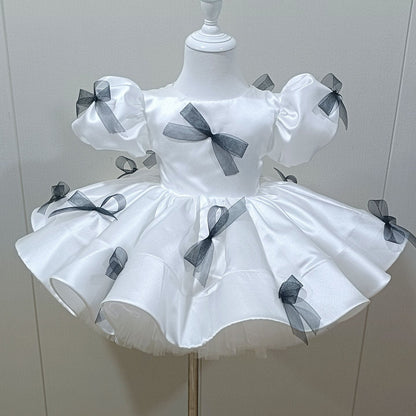 Luxury Black Flower Girl Dress for Kids Birthday Party Gown D173