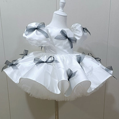 Luxury Black Flower Girl Dress for Kids Birthday Party Gown D173