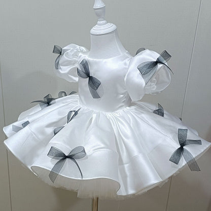 Luxury Black Flower Girl Dress for Kids Birthday Party Gown D173