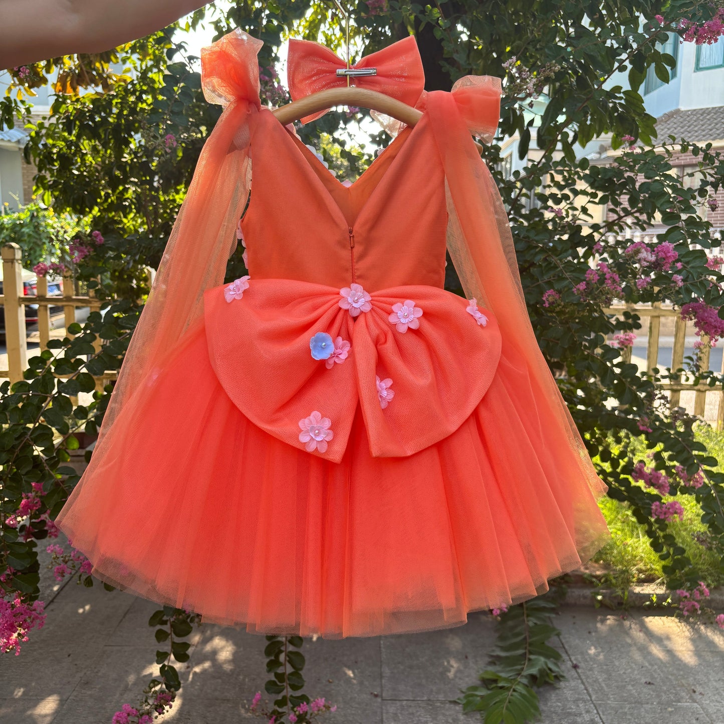 Lovely Orange Flower Girl Dress Princess Birthday Party Gown D028