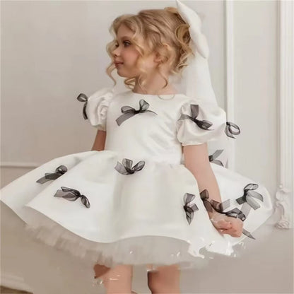 Luxury Black Flower Girl Dress for Kids Birthday Party Gown D173