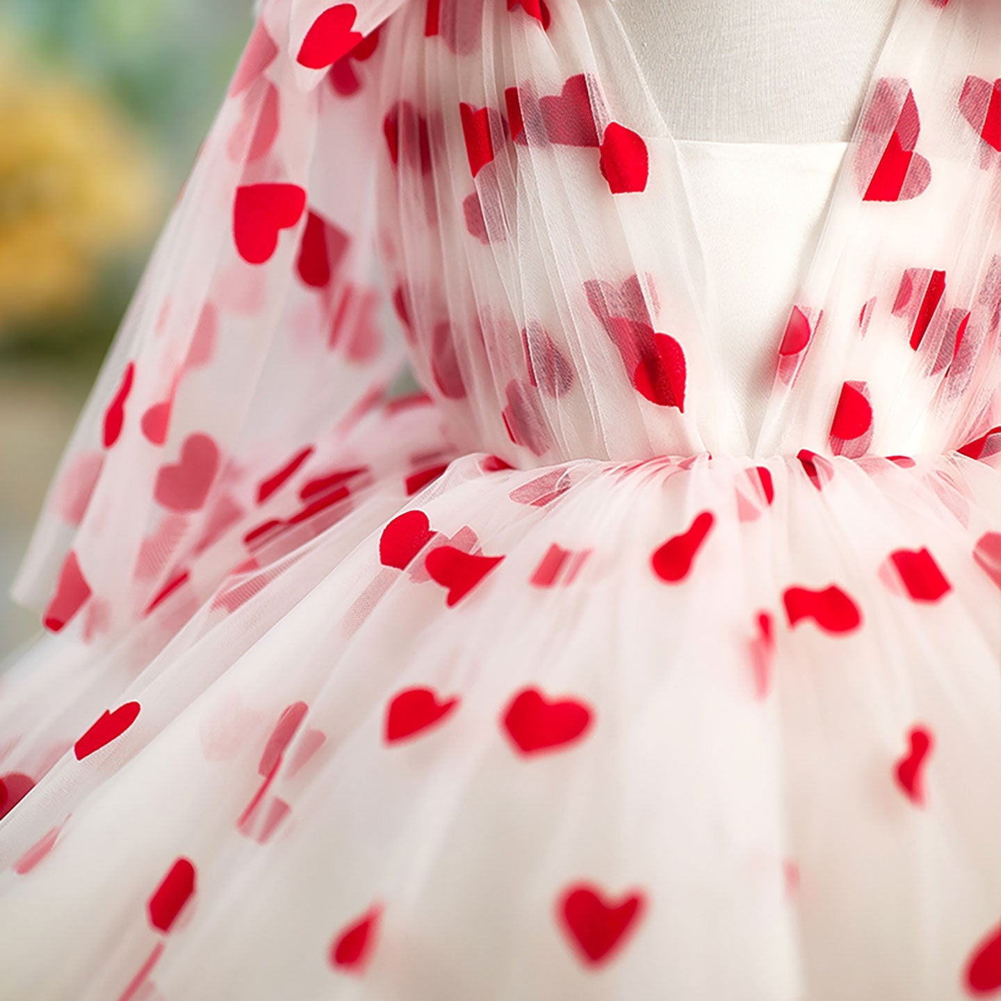 V-Neck Long Sleeve Tulle Flower Girl Dress with Bow D059