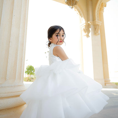 White Flower Girl Dress for Toddler Birthday Wedding Party J580