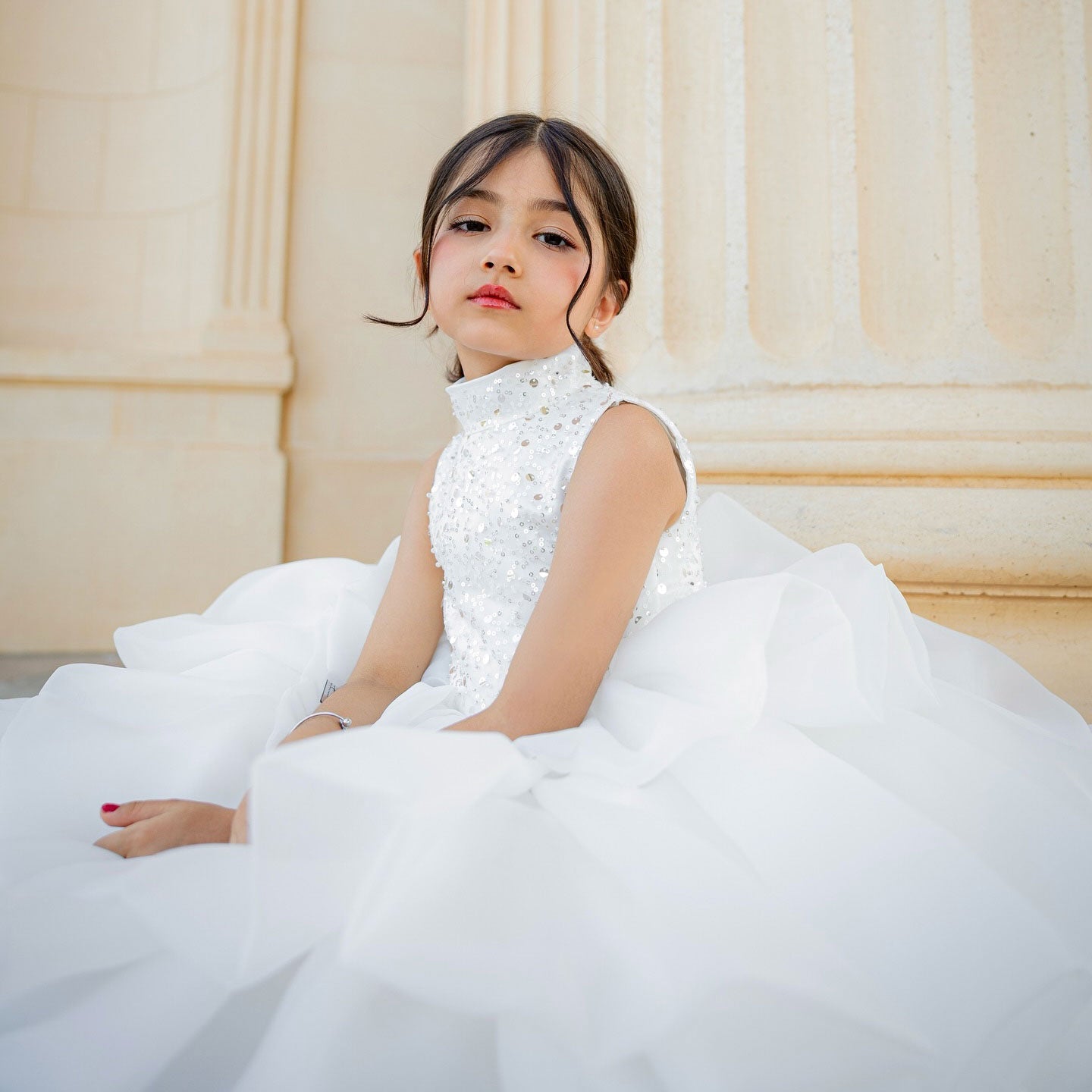 White Flower Girl Dress for Toddler Birthday Wedding Party J580