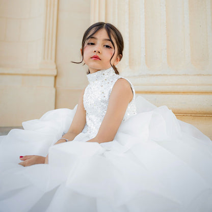 White Flower Girl Dress for Toddler Birthday Wedding Party J580