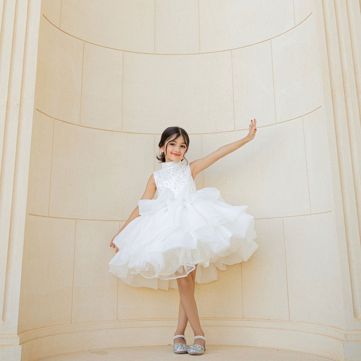 White Flower Girl Dress for Toddler Birthday Wedding Party J580