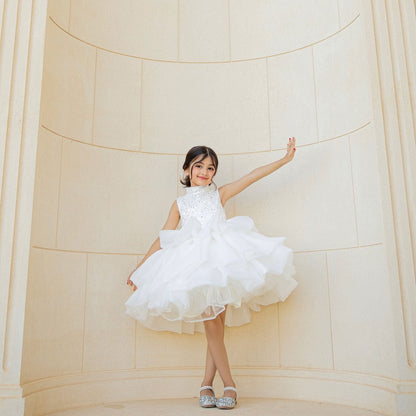 White Flower Girl Dress for Toddler Birthday Wedding Party J580