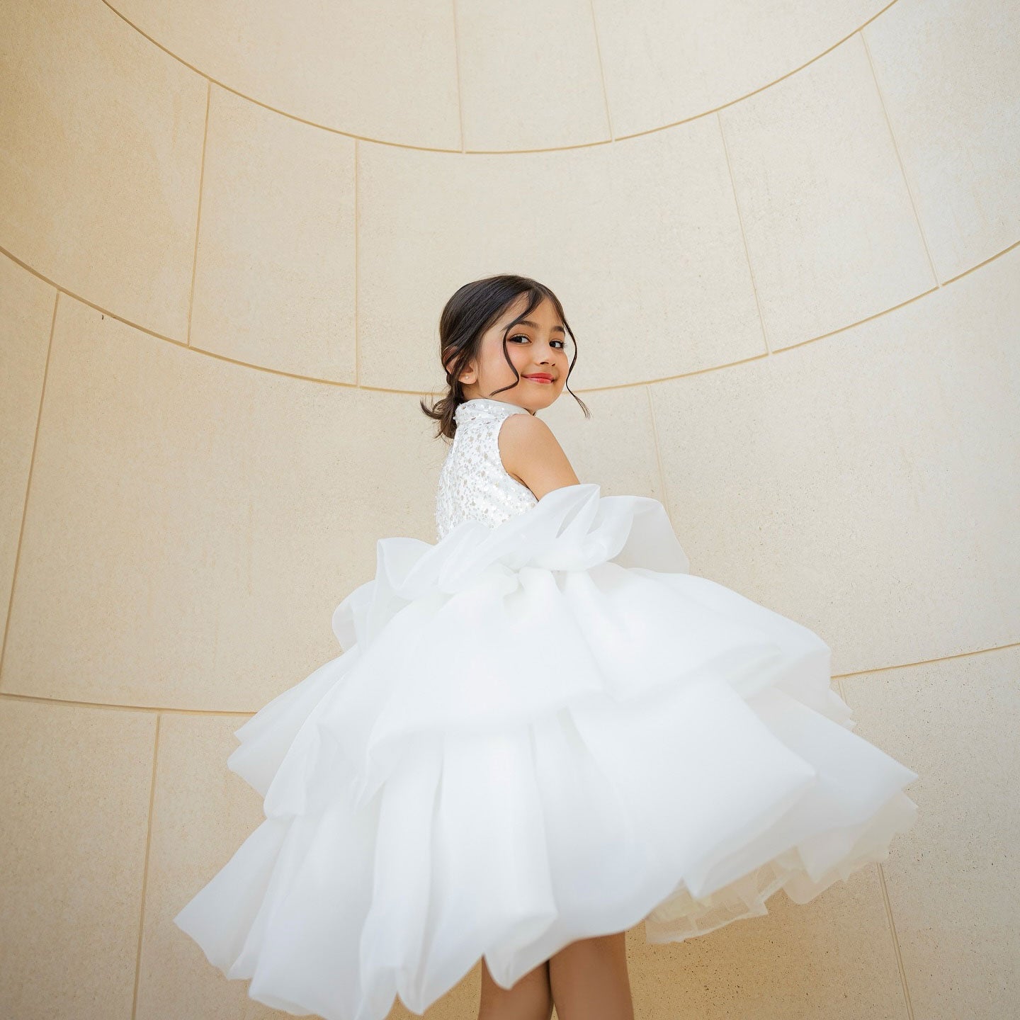 White Flower Girl Dress for Toddler Birthday Wedding Party J580