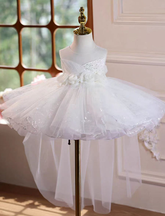 Charming White Flower Girl Dress for Birthday and Wedding Party J588