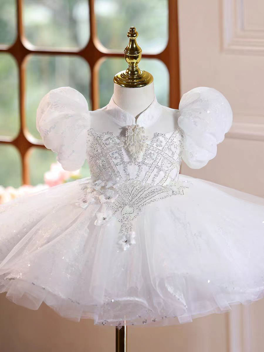 Classic White Flower Girl Dress for Wedding and Birthday D155