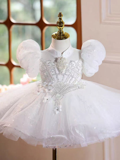 Classic White Flower Girl Dress for Wedding and Birthday D155