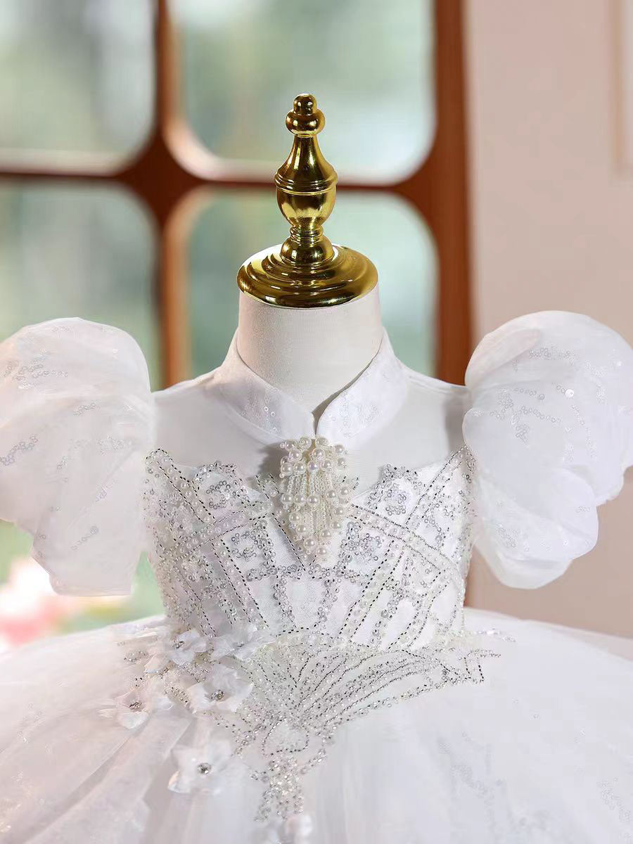 Classic White Flower Girl Dress for Wedding and Birthday D155