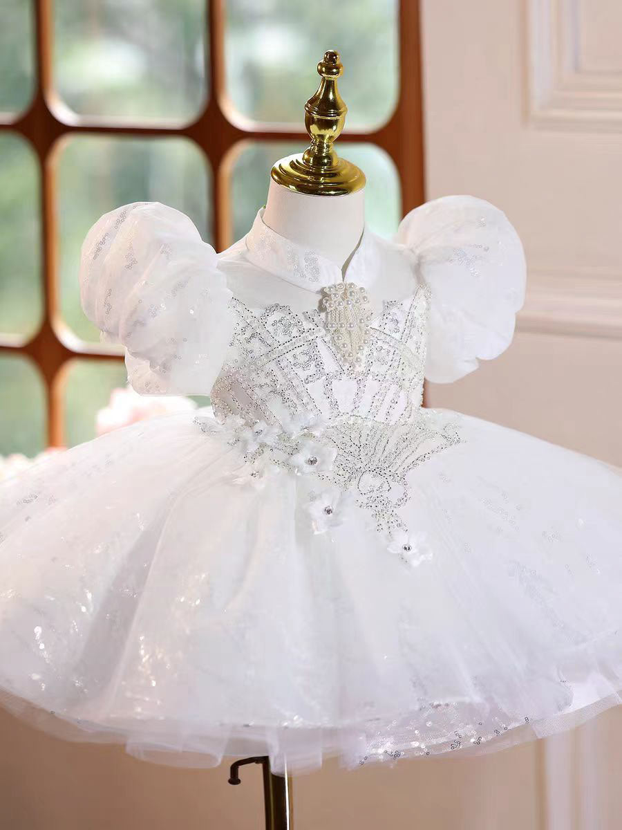 Classic White Flower Girl Dress for Wedding and Birthday D155
