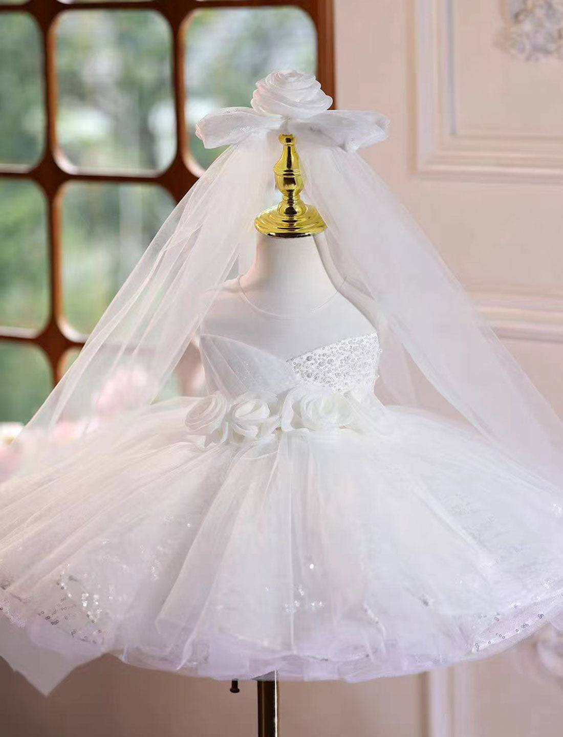 Charming White Flower Girl Dress for Birthday and Wedding Party J588