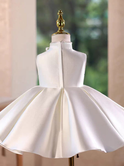 Satin Flower Girl Dress Toddler Princess 1st Birthday Party Gown D150