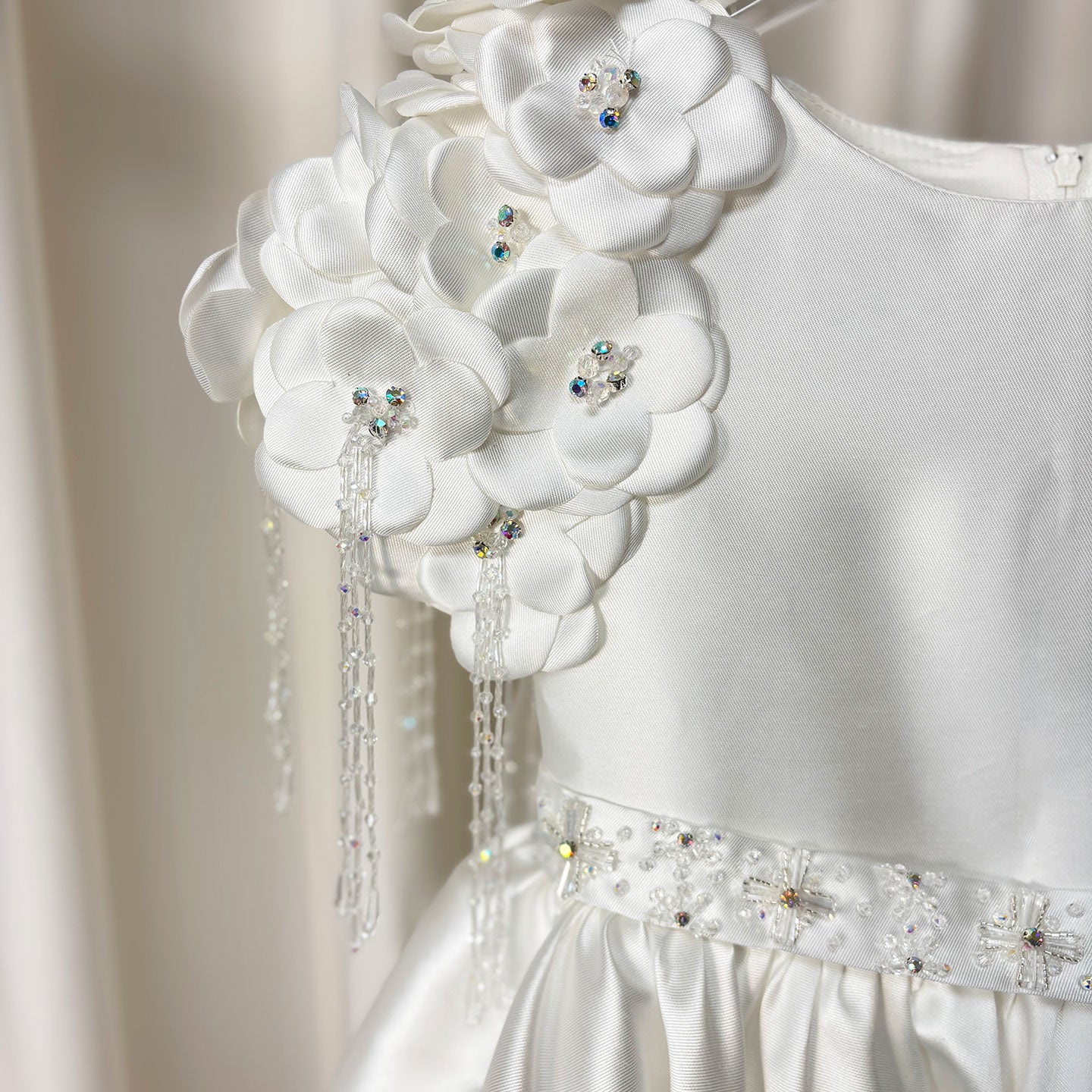 Luxury Dusty Pink Girl Dress Beadeds Arabic with Cap J037