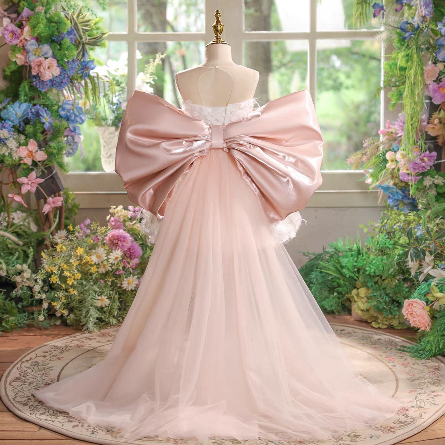 Luxury Big Bow Princess Girl Dress for Birthday Party Prom J513